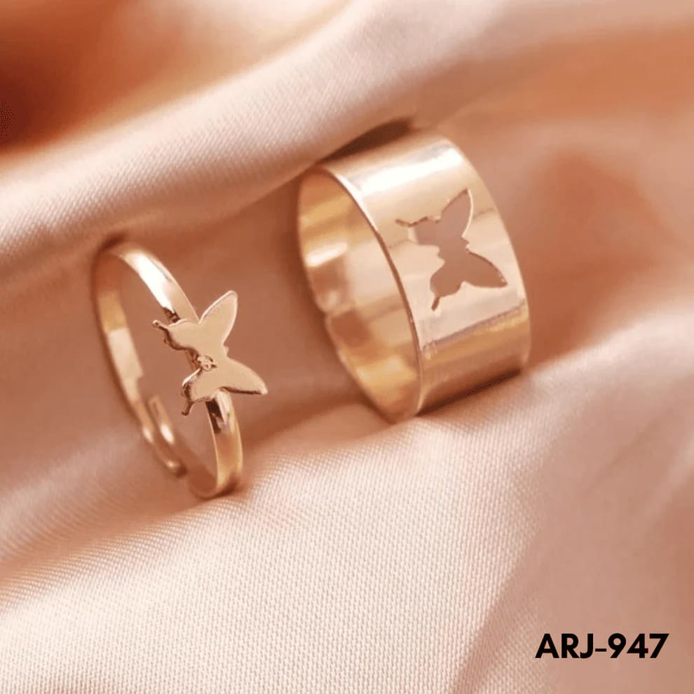 ARJ-947 Butterfly Couple Ring Elegant Stylish Durable Design Symbol Of Love And Commitment For Couples Adjustable Size