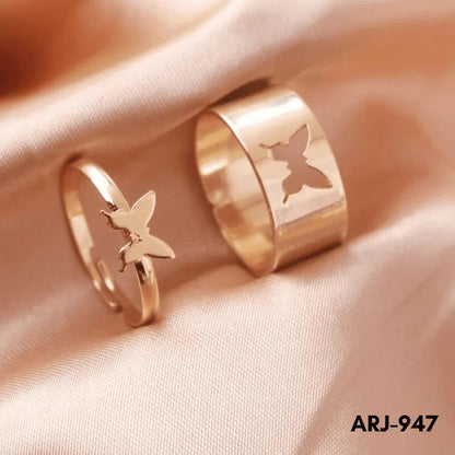 ARJ-947 Butterfly Couple Ring Elegant Stylish Durable Design Symbol Of Love And Commitment For Couples Adjustable Size