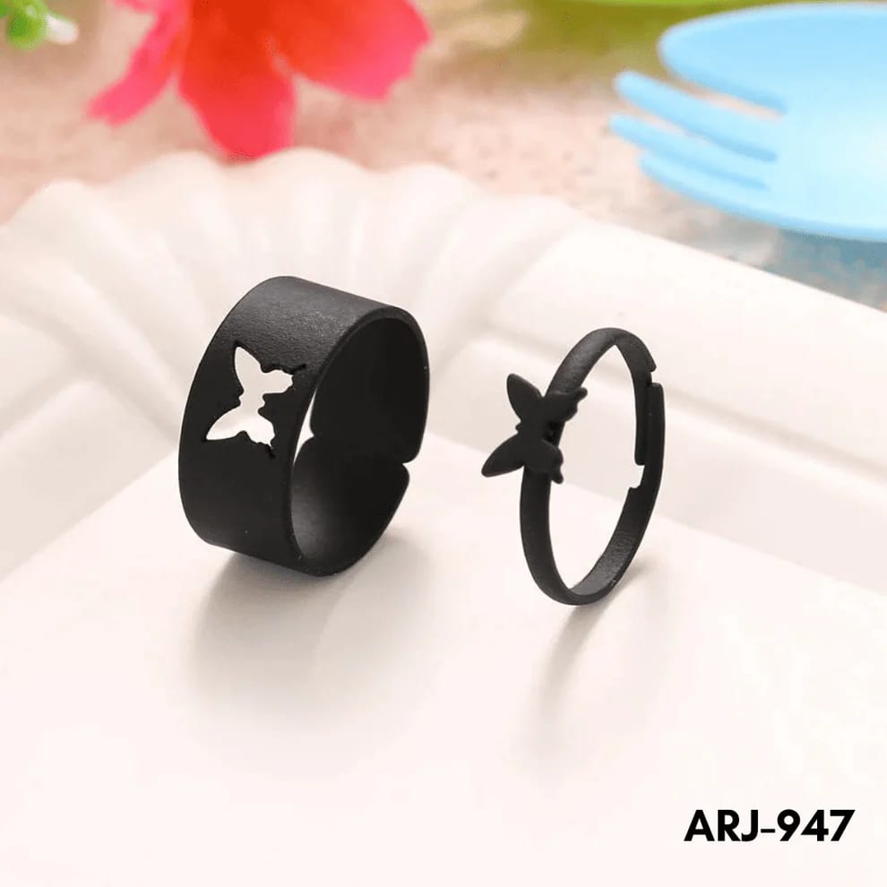 ARJ-947 Butterfly Couple Ring Elegant Stylish Durable Design Symbol Of Love And Commitment For Couples Adjustable Size